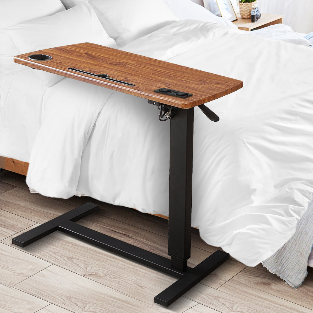 Levede Mobile Standing Desk Foldable Brown Fold-1954802680476078086