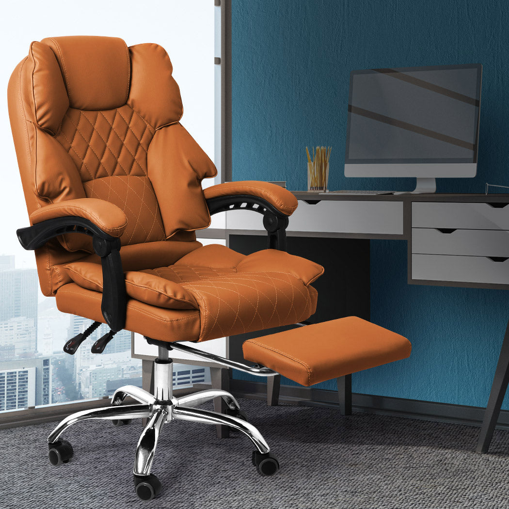 Levede Gaming Chair Office Computer Brown Footrest-1954802890916892678
