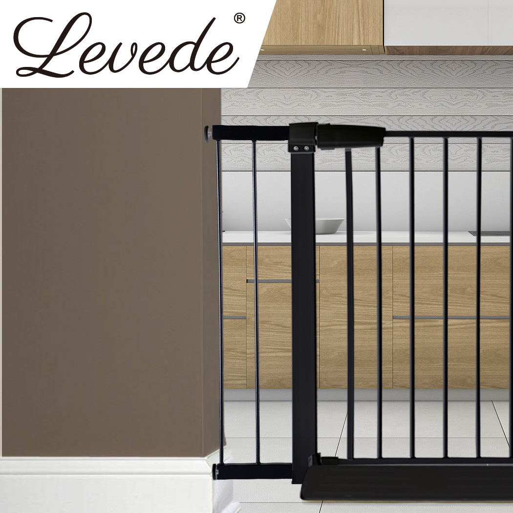 Levede Baby Safety Gate Adjustable Pet Black 10cm Extension-1954802907408896006