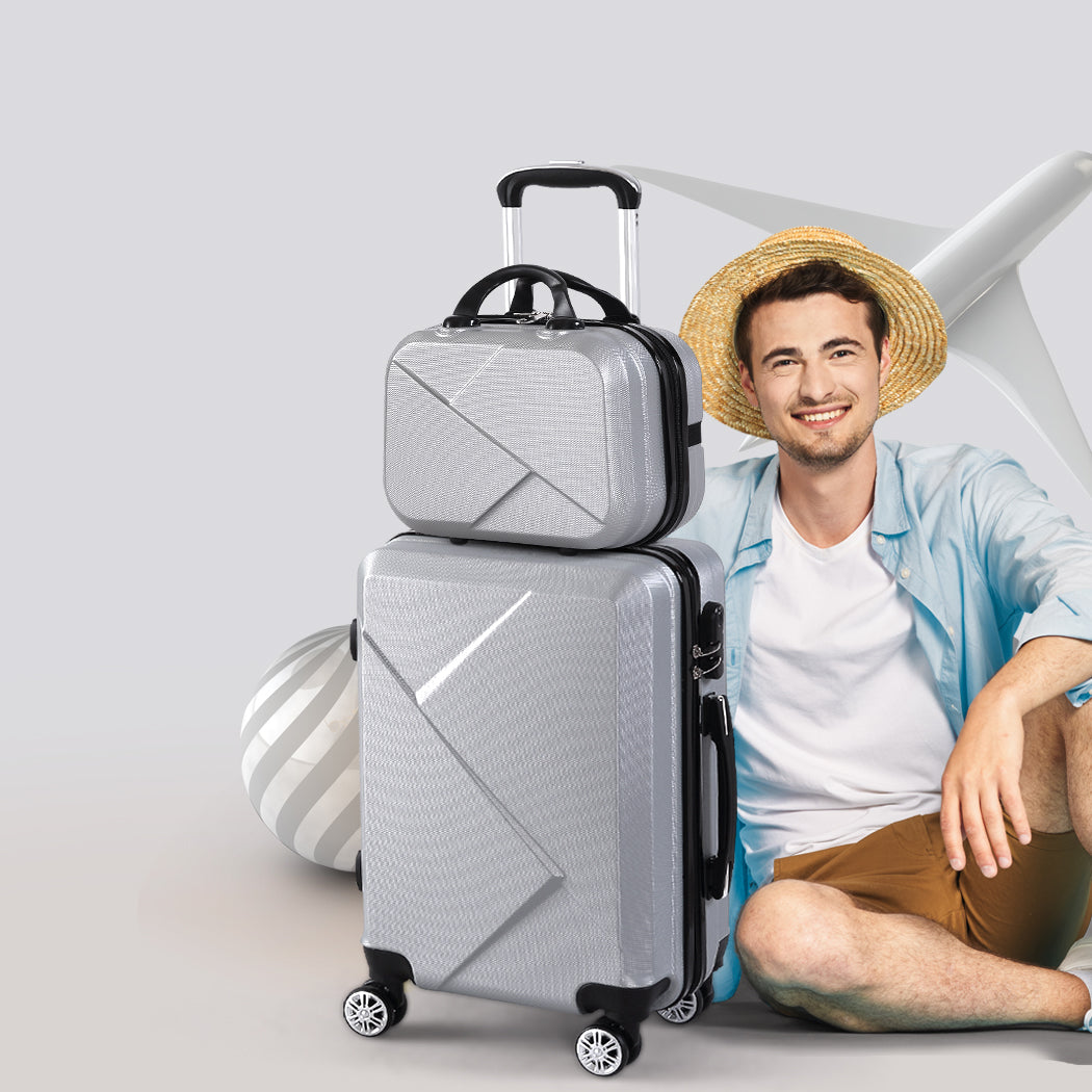 Slimbridge 2pcs 20"Travel Luggage Set Grey-1954802808406544390