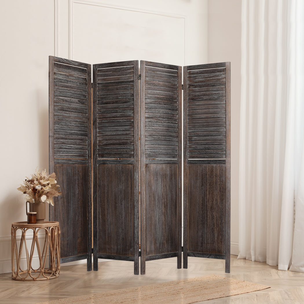 Levede 4 Panel Room Divider Folding Brown-1910112321494192134