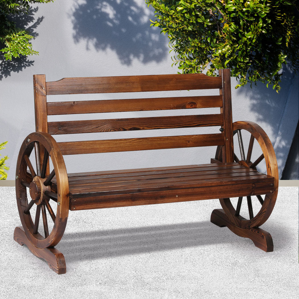 Levede Garden Bench Wooden Wagon Seat Oak-1919892870110777350
