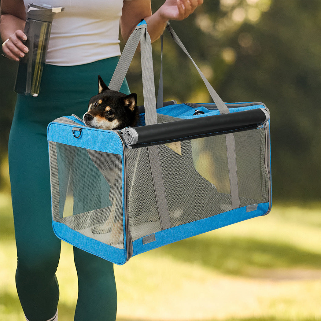 Pawz 3 in 1 Pet Soft Crate Dog Cat Carrier L Size Blue-1954802465467666438