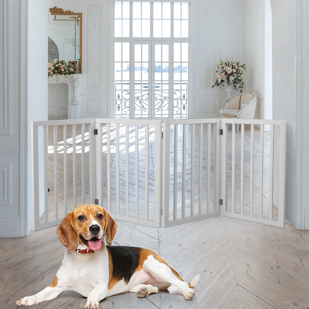 Wooden Pet Gate Dog Fence Retractable White 600x 3MM-1910112968746602502