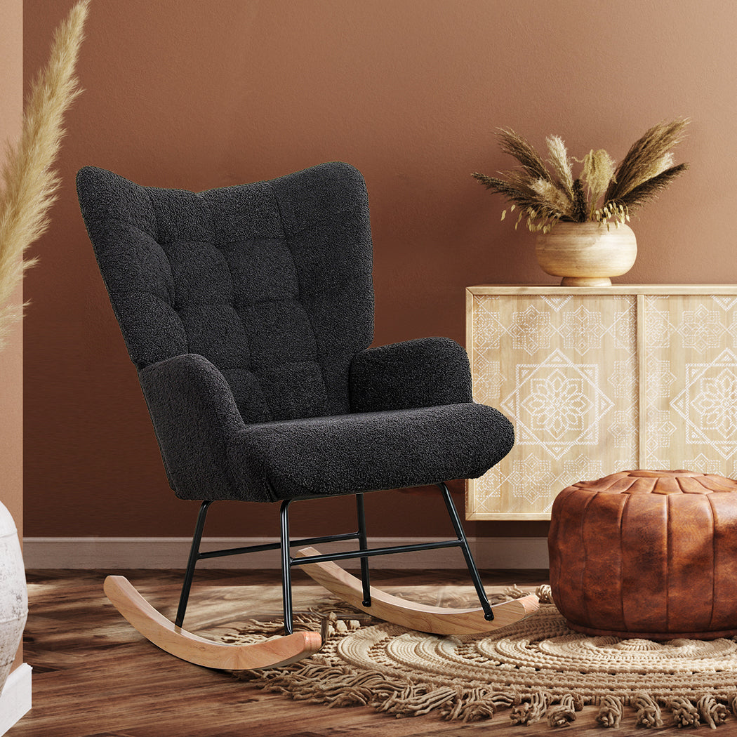 Levede Fleece Rocking Chair-1954802379673178118