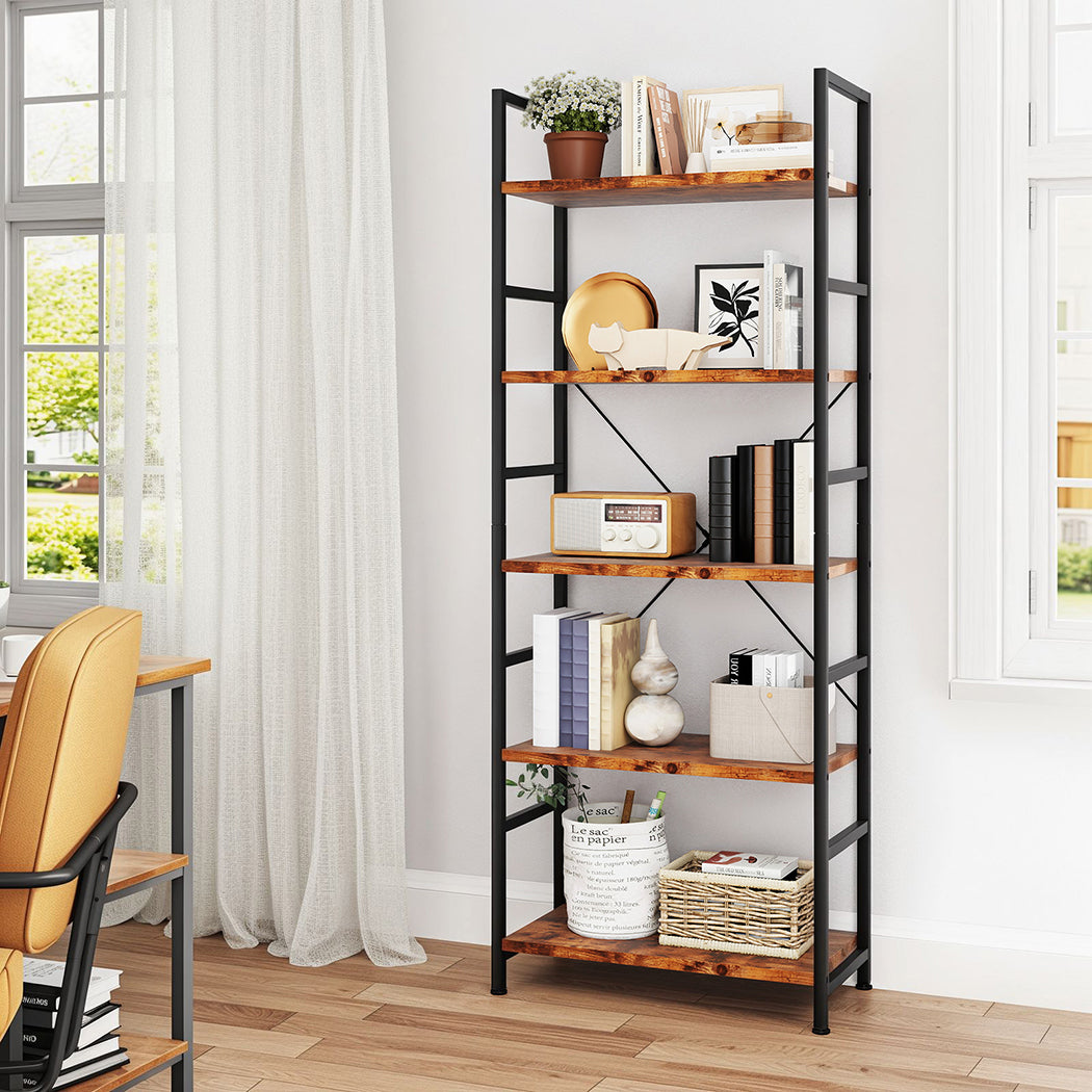 Levede 5-Tier Industrial Bookshelf Bookcase 157.5cm-1973194183569182726