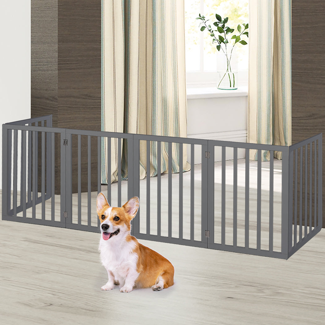 PaWz Wooden Pet Gate Dog Fence Safety Grey 100 Pack-1910112969124089862