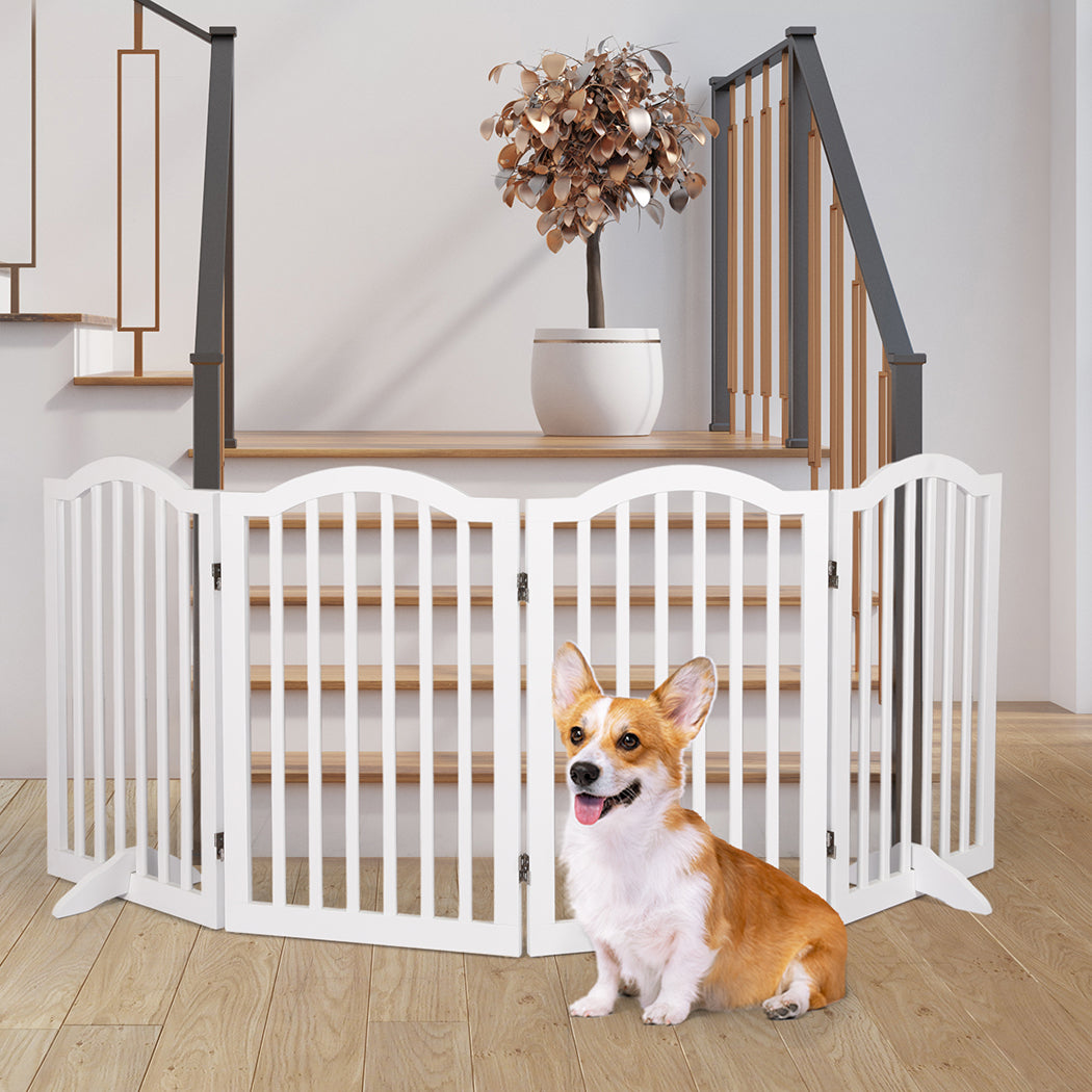 PaWz Wooden Pet Gate Dog Fence Safety White-1910112466411589638