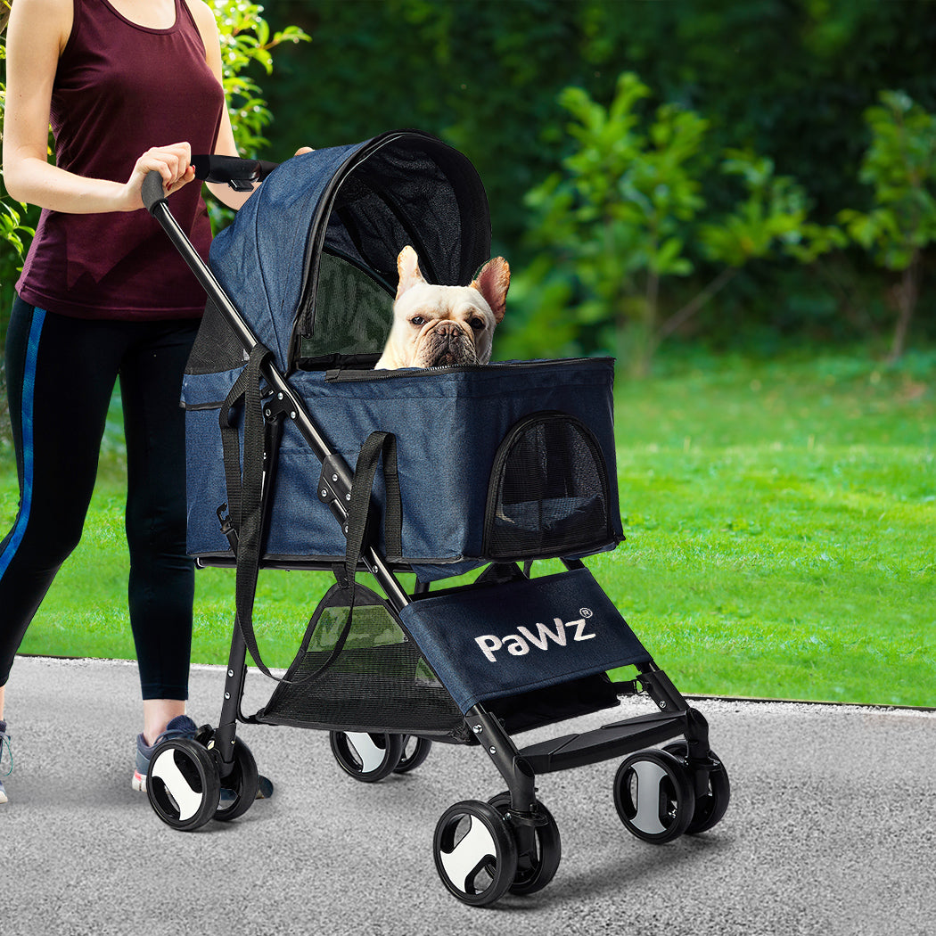 PaWz Large Pet Stroller Dog Cat Carrier Blue-1954802606404669446