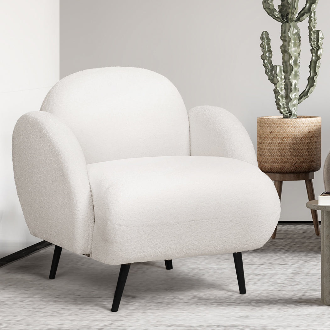 Levede Sofa Chair Fleece Upholstered Single White-1954802386753163270