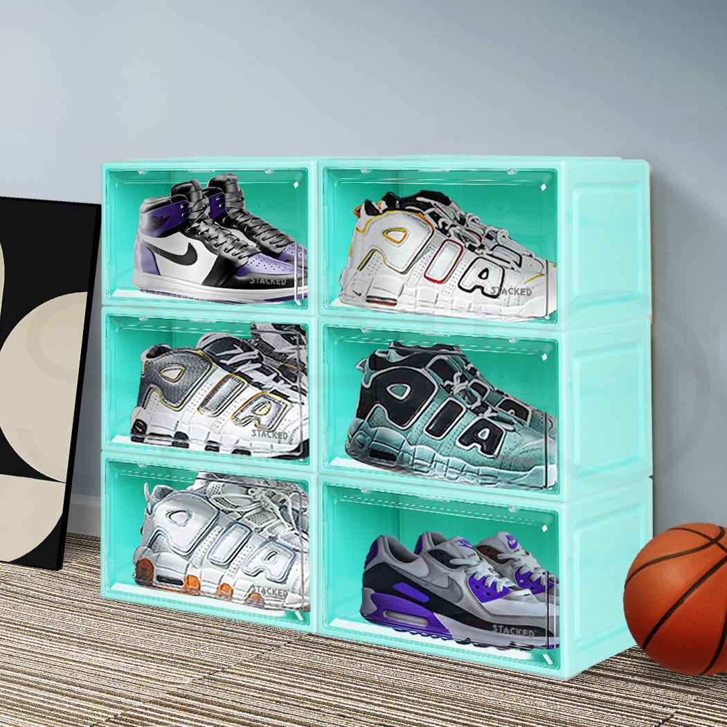 Stacked 6x Sneaker Display Case Shoe Cyan-1910112539350536198