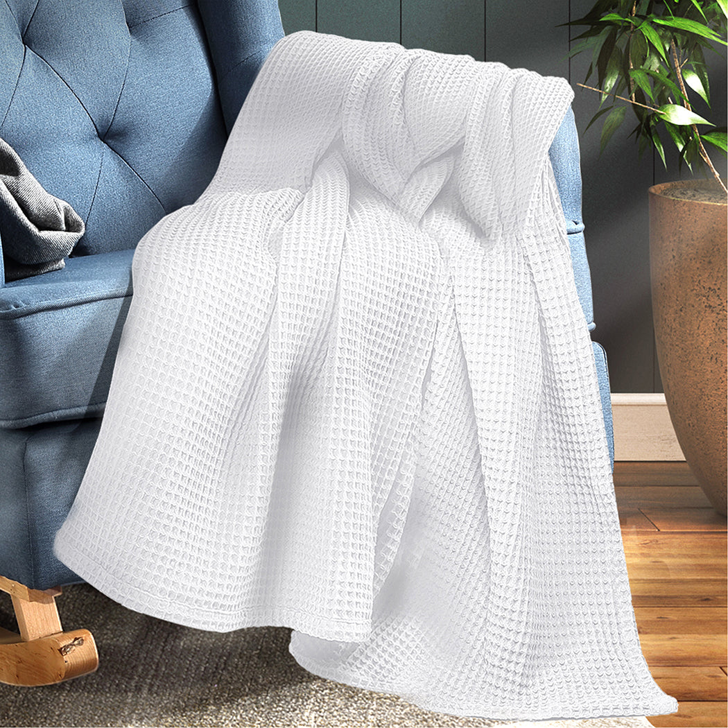 DreamZ Throw Blanket Cotton Waffle Blankets White Double-1919892916214566914