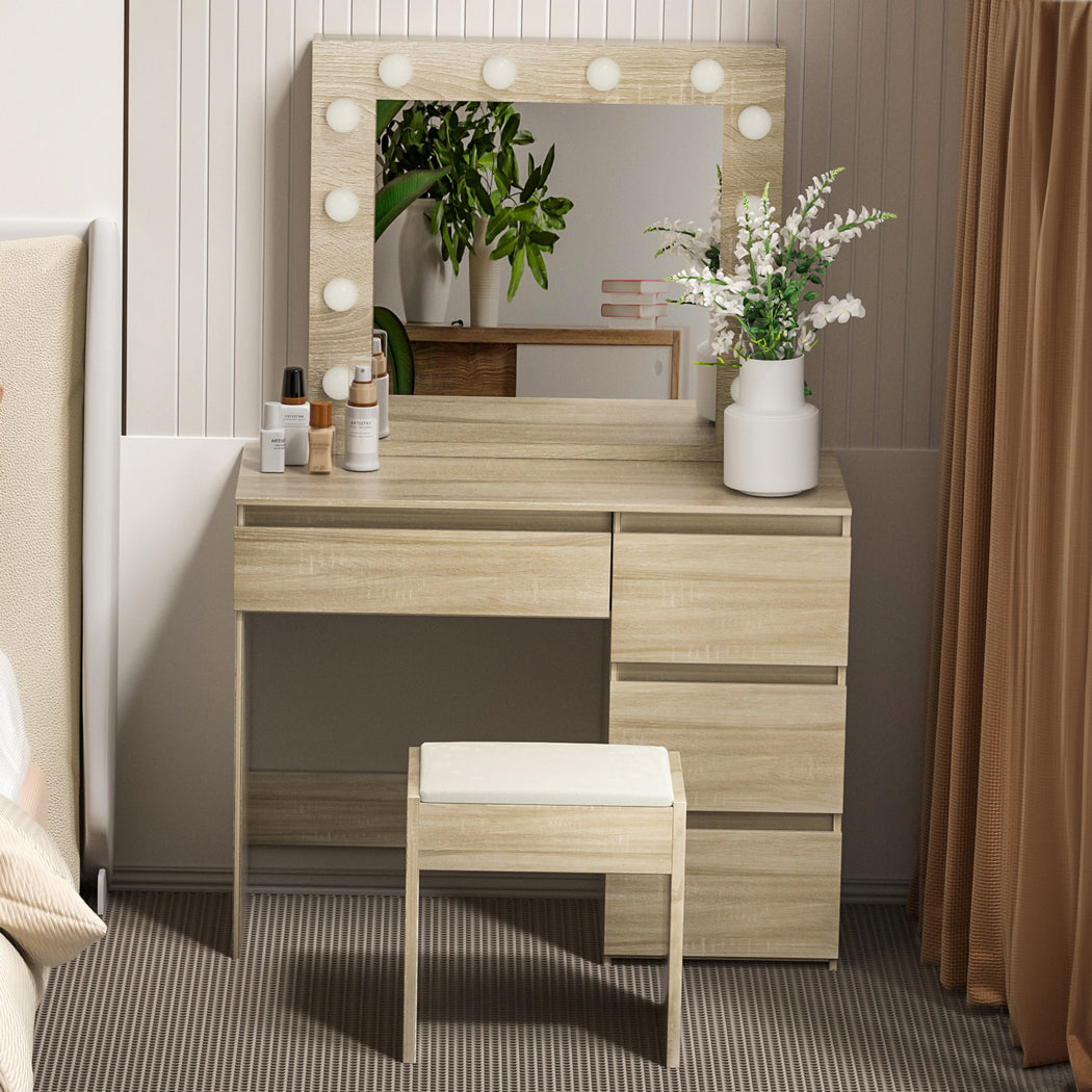 Levede Dressing Table Stool Set Makeup Mirror Led-1973193578565996550