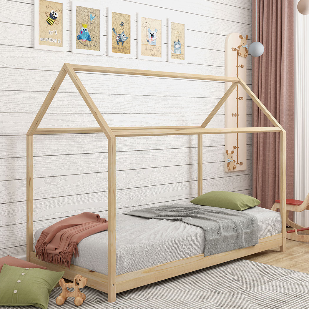 Levede Bed Frame Single Wooden Timber Nature Natural-1919892911663747078