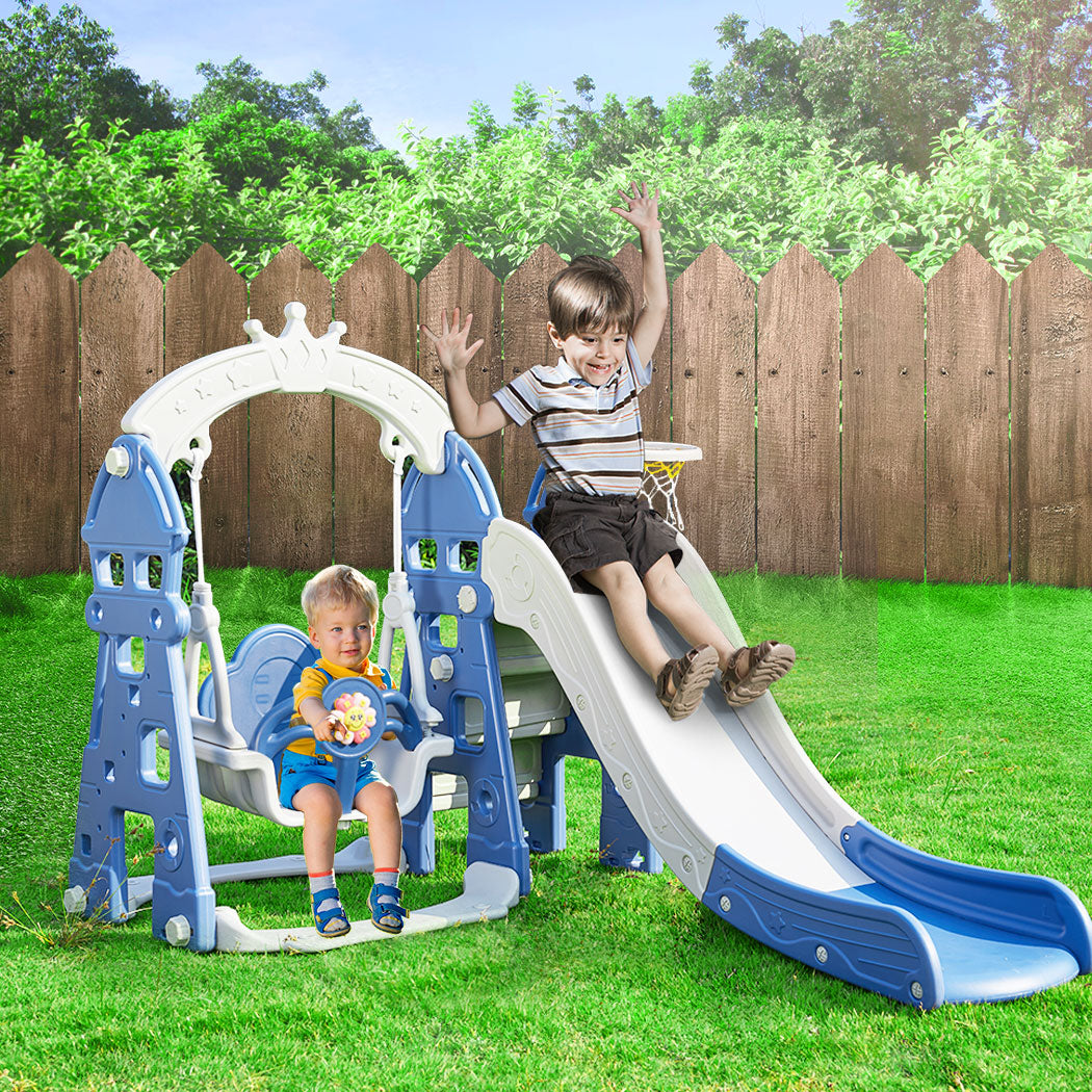 BoPeep Kids Slide Swing Basketball Ring Blue-1954802767302365190