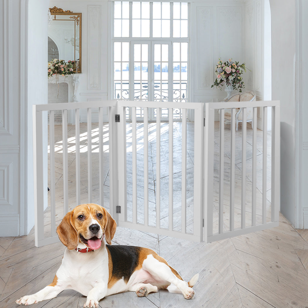 Wooden Pet Gate Dog Fence Retractable White 2000x 3MM-1910112968033570822