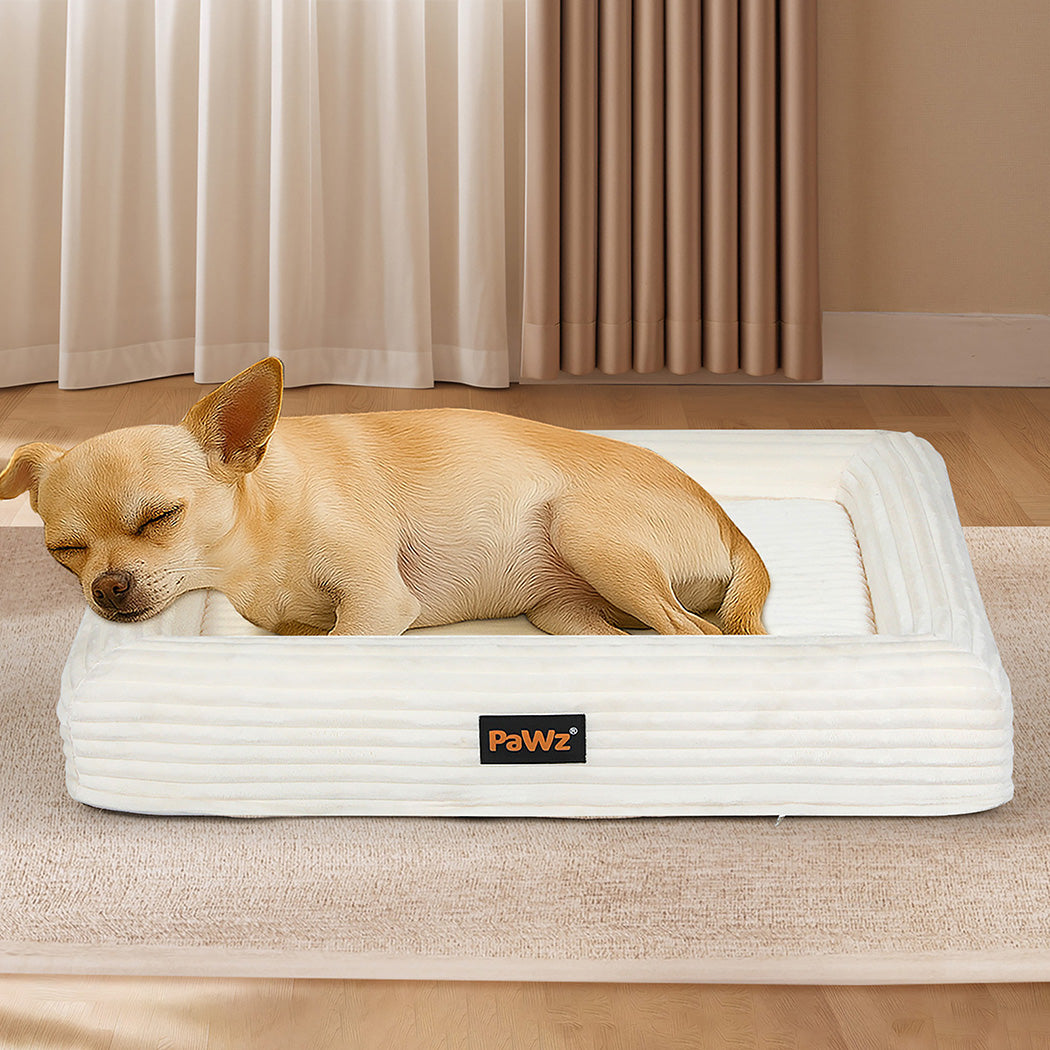Pawz M Size Orthopedic Dog Bed with Corduroy Removable Cover Waterproof Washable Beige-1973193547834331142