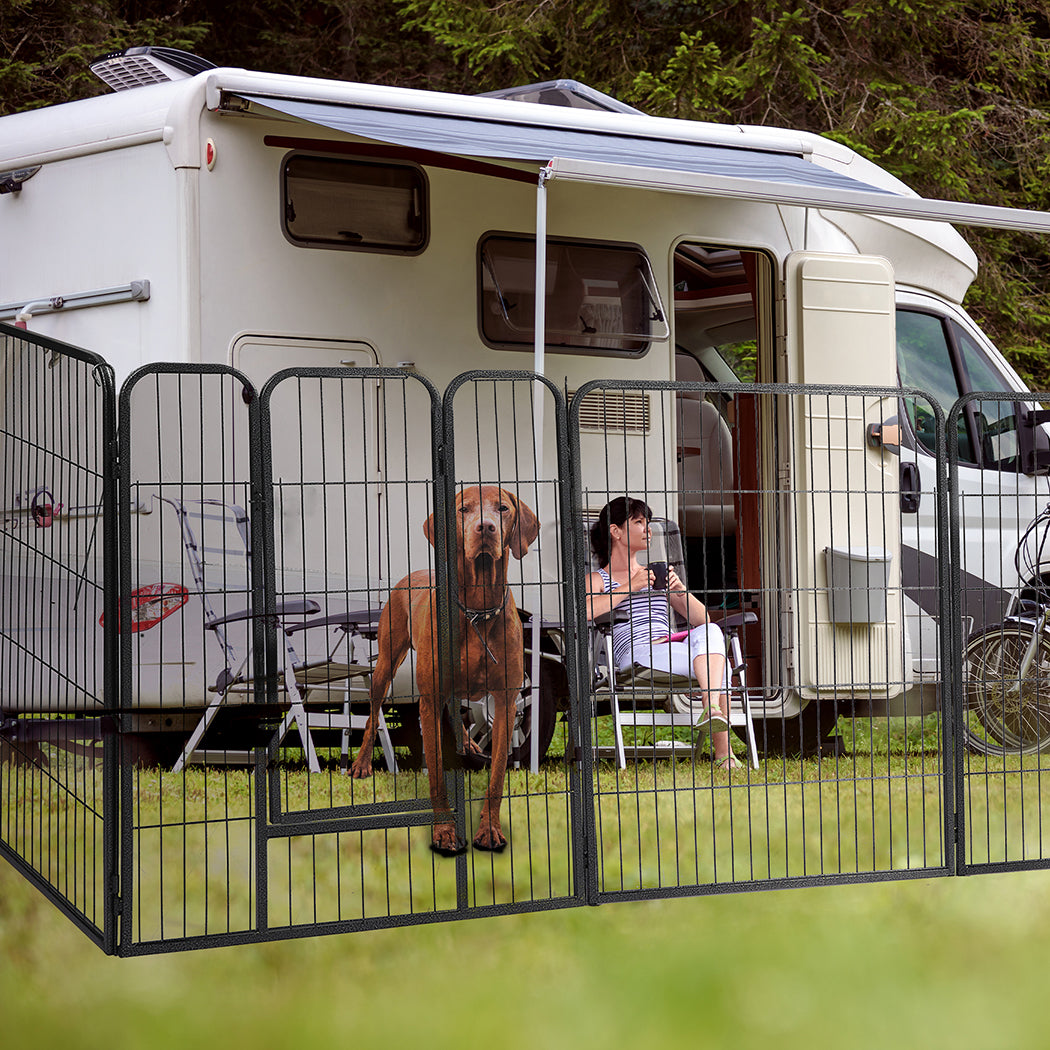 PaWz 8 Panel Pet Dog Playpen Puppy Exercise Black 24 inch-1954803023721140230