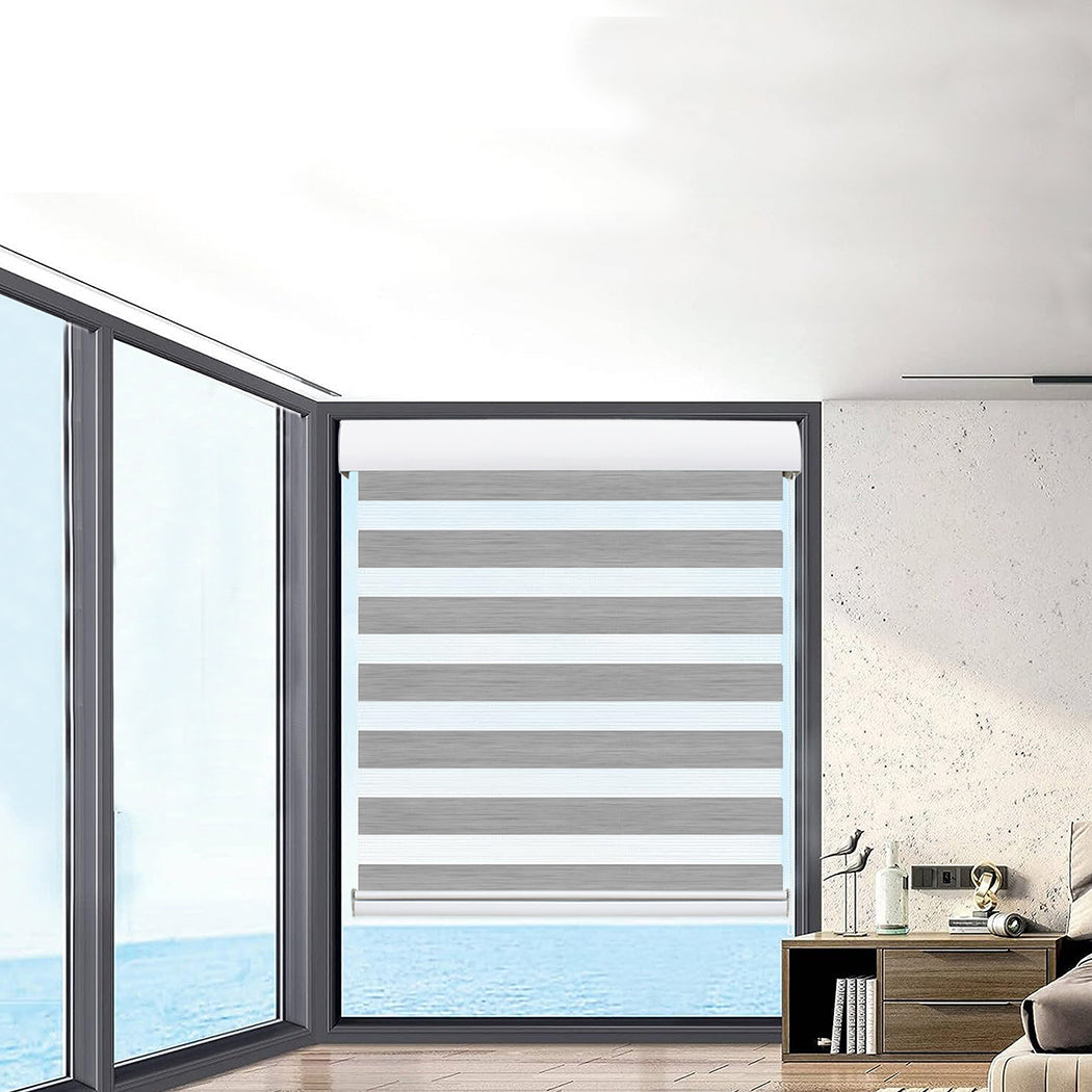 Marlow Blackout Zebra Roller Blind Curtains 120x210 Grey-1910113277401239558