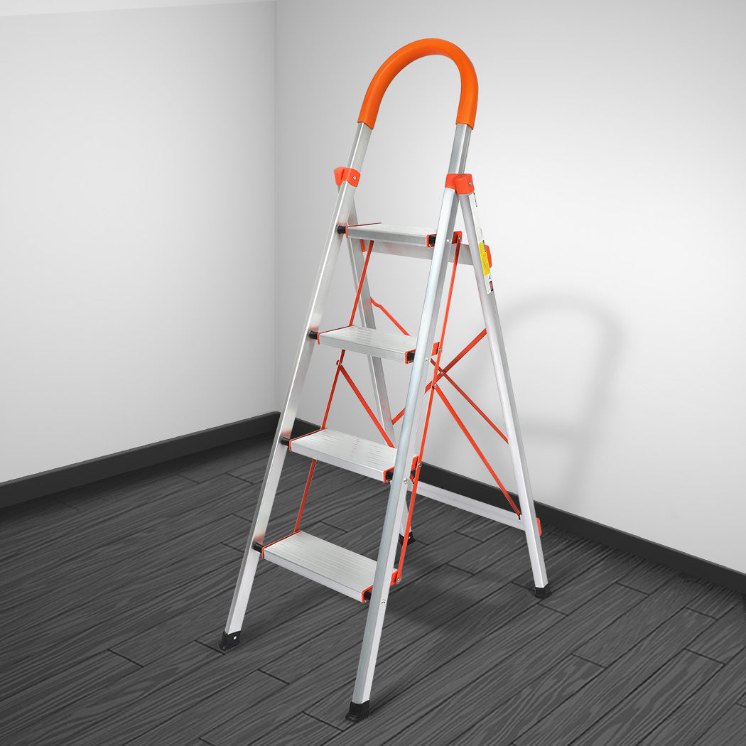 Traderight 4 Step Ladder Folding Aluminium-1954802743076065286