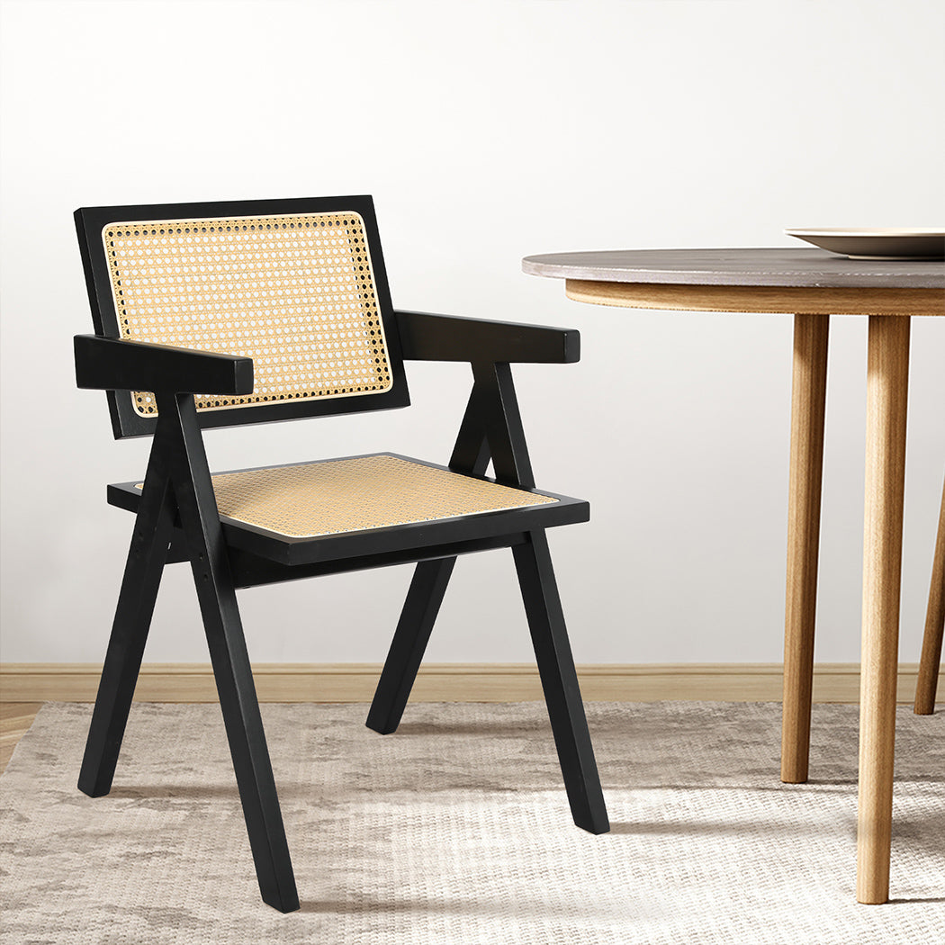 Levede 1x Black Wicker Armchair Dining Chair-1910113297844277255
