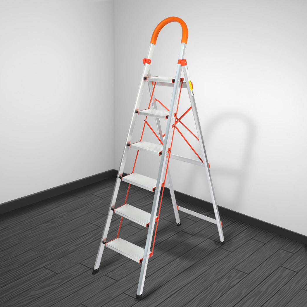 Traderight 6 Step Ladder Folding Aluminium-1910113116067336198