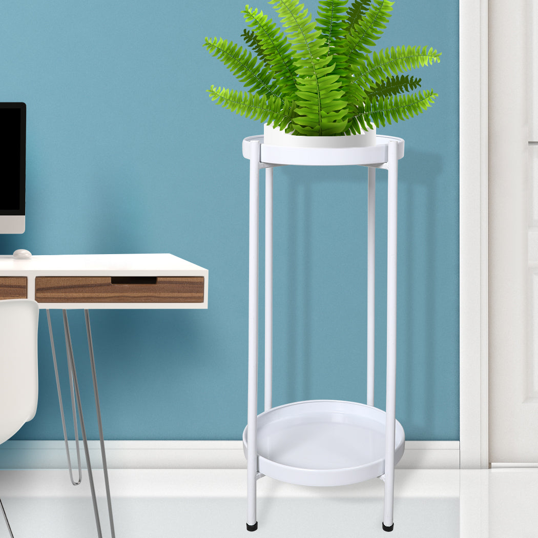 Levede 2 Tiers Plant Stand Outdoor Indoor White Large-1910112295040716807