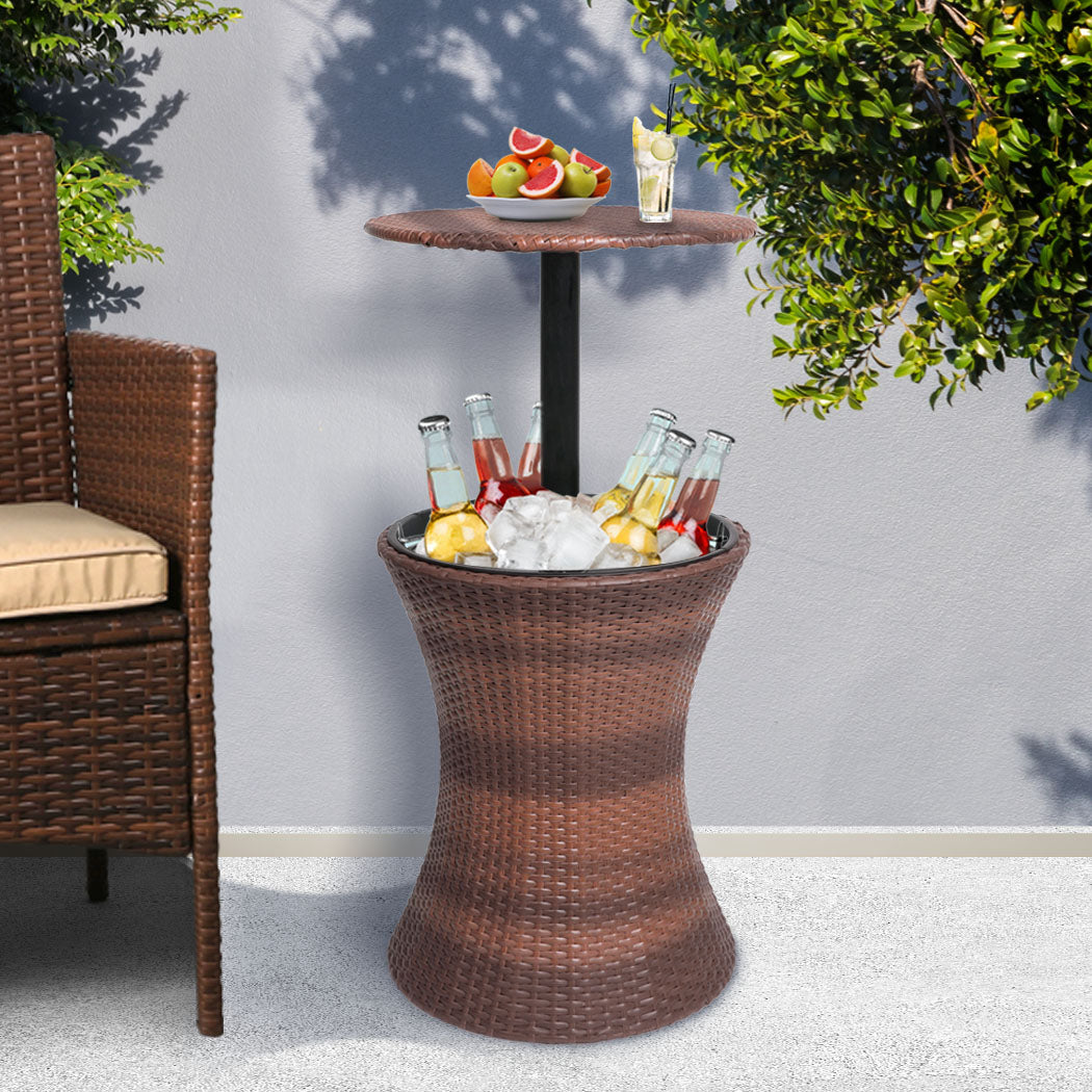 Levede Cooler Ice Bucket Table Bar Outdoor Black and brown-1954802874462638086