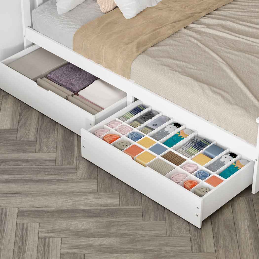 Levede 2x Bed Frame Storage Drawers White-1910113207033401350
