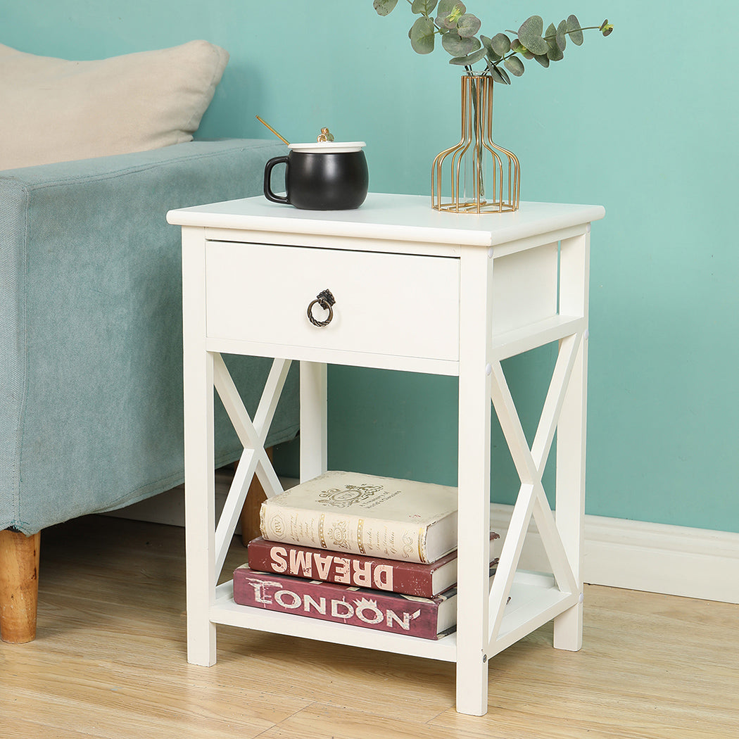 Levede 1x Bedside Tables Drawers Side-1954802691104444422