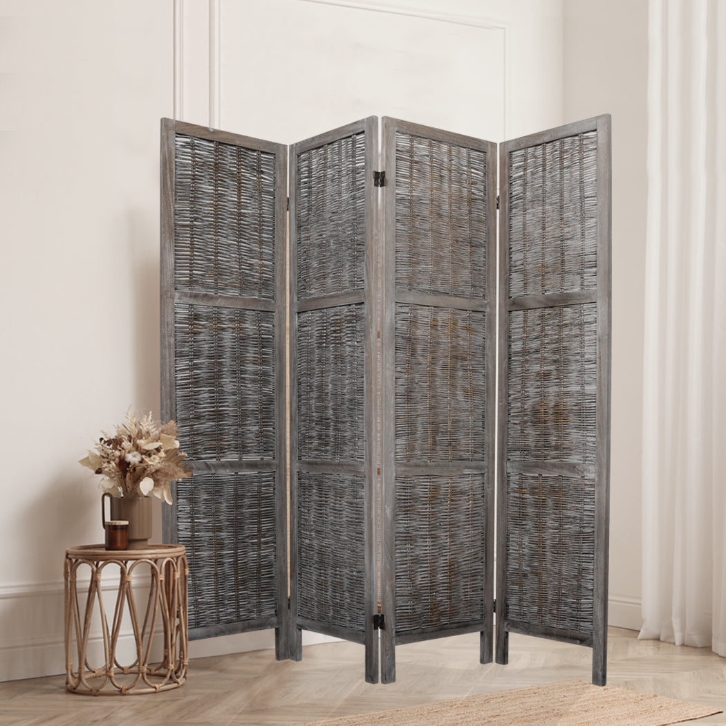 Levede 4 Panels Partition Room Divider Grey-1954802330268471302