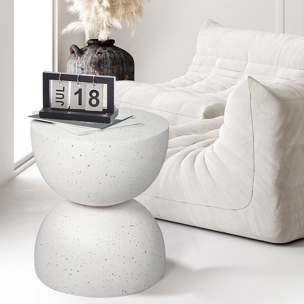 Levede Side Table Terrazzo Coffee Tables Beige-1954802989000691718