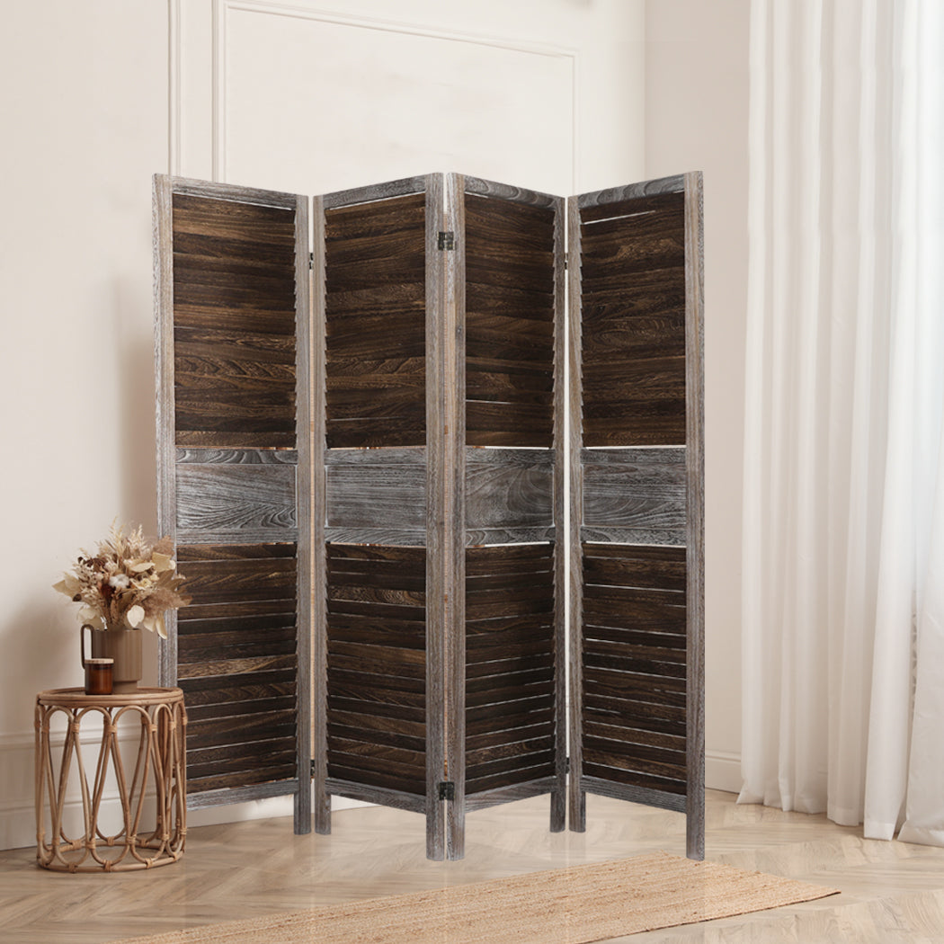 Levede 4 Panel Partition Room Divider Brown-1910112321179619334