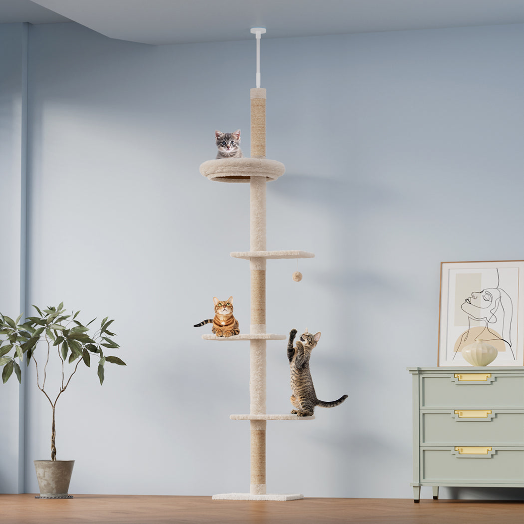 Pawz Cat Tree Tower Scratching Post Scratcher 230-275cm-1954802480449720326