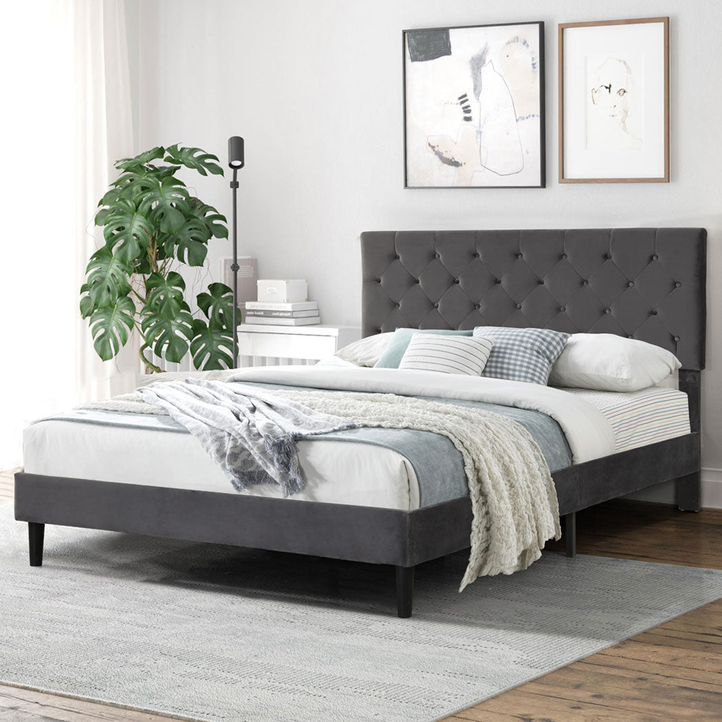Levede Bed Frame Queen Size Mattress Grey-1954802930586619910