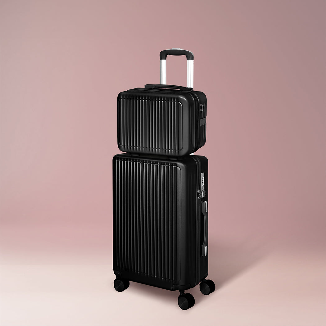 Slimbridge Luggage Suitcase Trolley Black 2pc 14"+20"-1910112844318380038