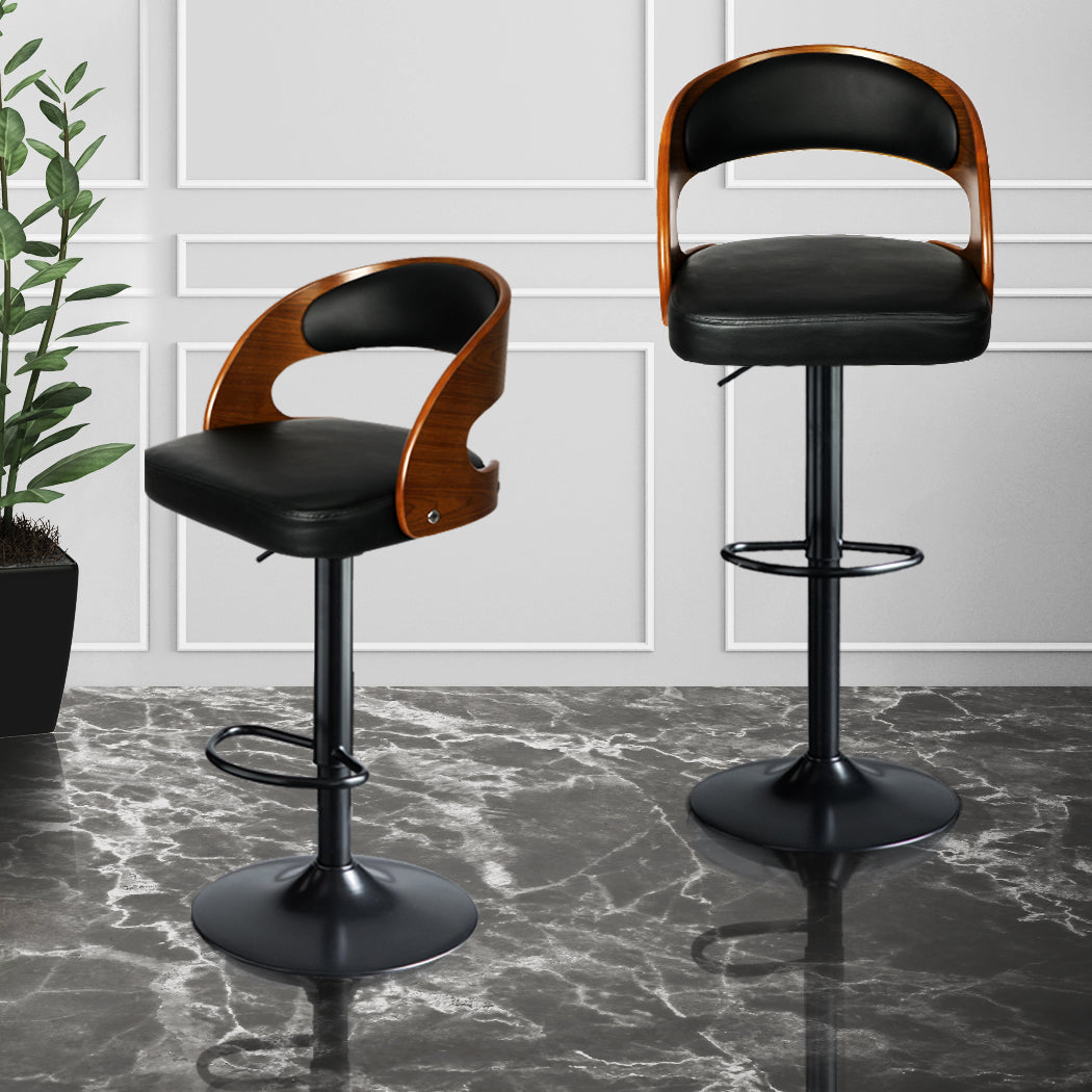 Levede 1x Kitchen Bar Stools Gas Lift Black-1910113240550084614