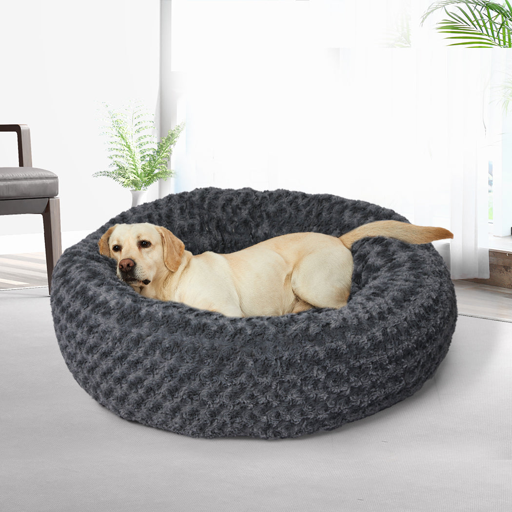 PaWz Calming Dog Bed Warm Soft Plush L Dark Grey Large-1954802551098576902