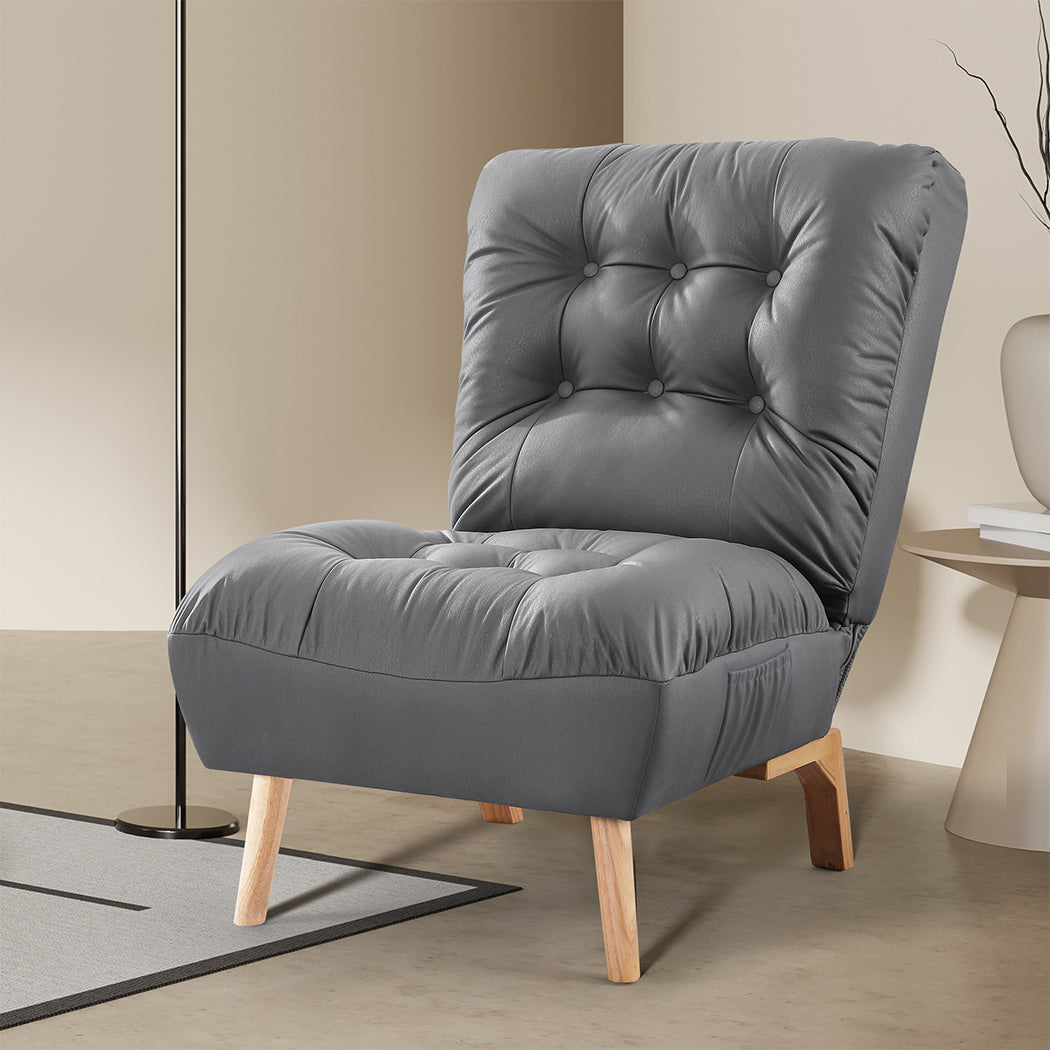Levede Accent Chair Sofa Recliner Adjustable Grey-1954802893047599110
