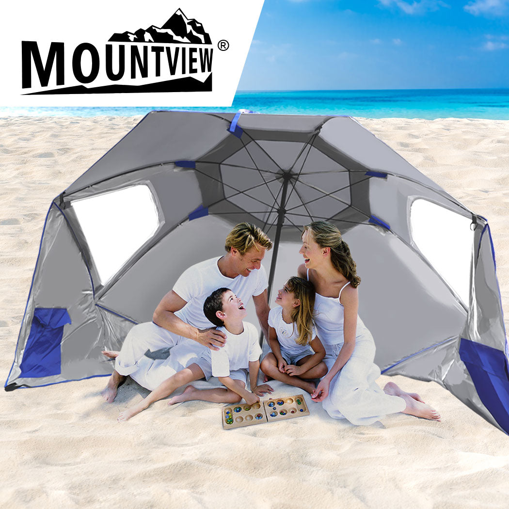 Mountview Beach Umbrella Outdoor Umbrellas Blue 2.13M-1954802645004849158