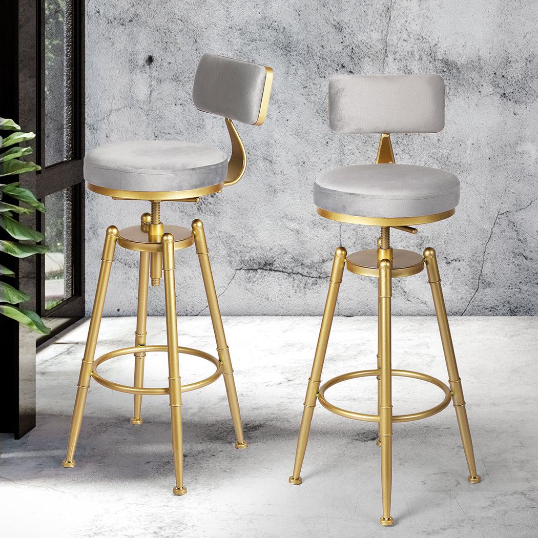 Levede 4x Swivel Bar Stools Kitchen Bar Chair Grey-1973193551277854726