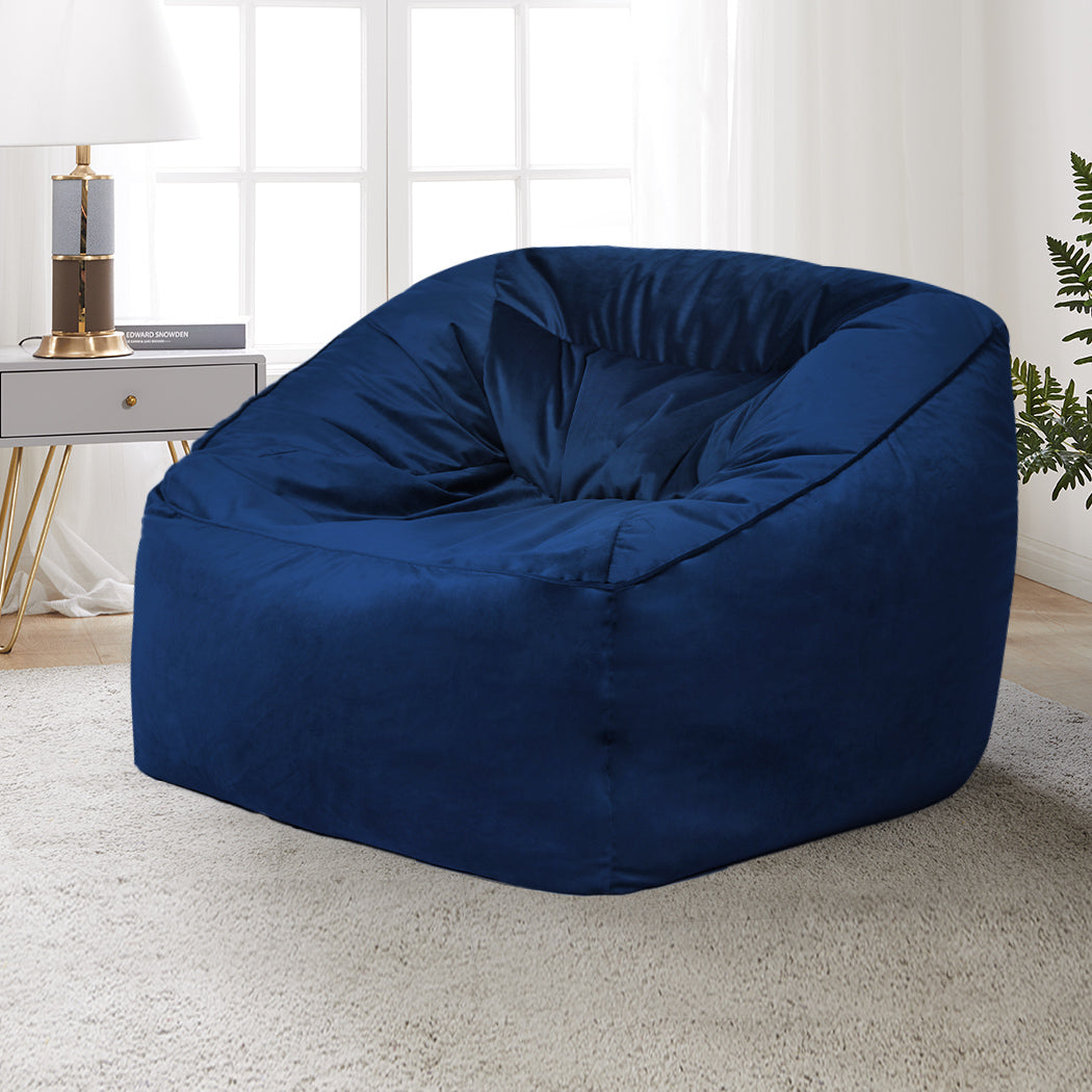 Marlow Bean Bag Chair Cover Soft Velvet Blue-1910113189895475206