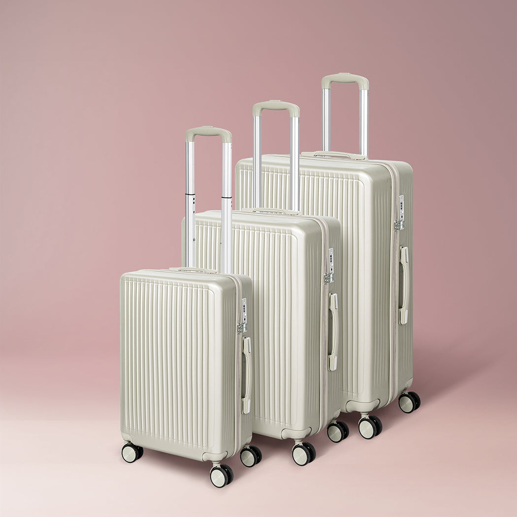 Slimbridge Luggage Suitcase Trolley White 3pc 20"+24"+28"-1910112845371150342