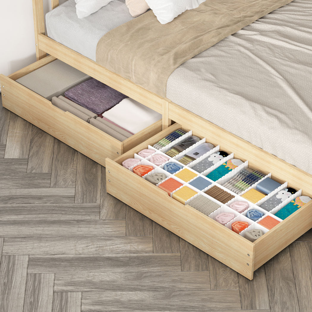 Levede 2x Bed Frame Storage Drawers Nature Natural-1910113206886600710