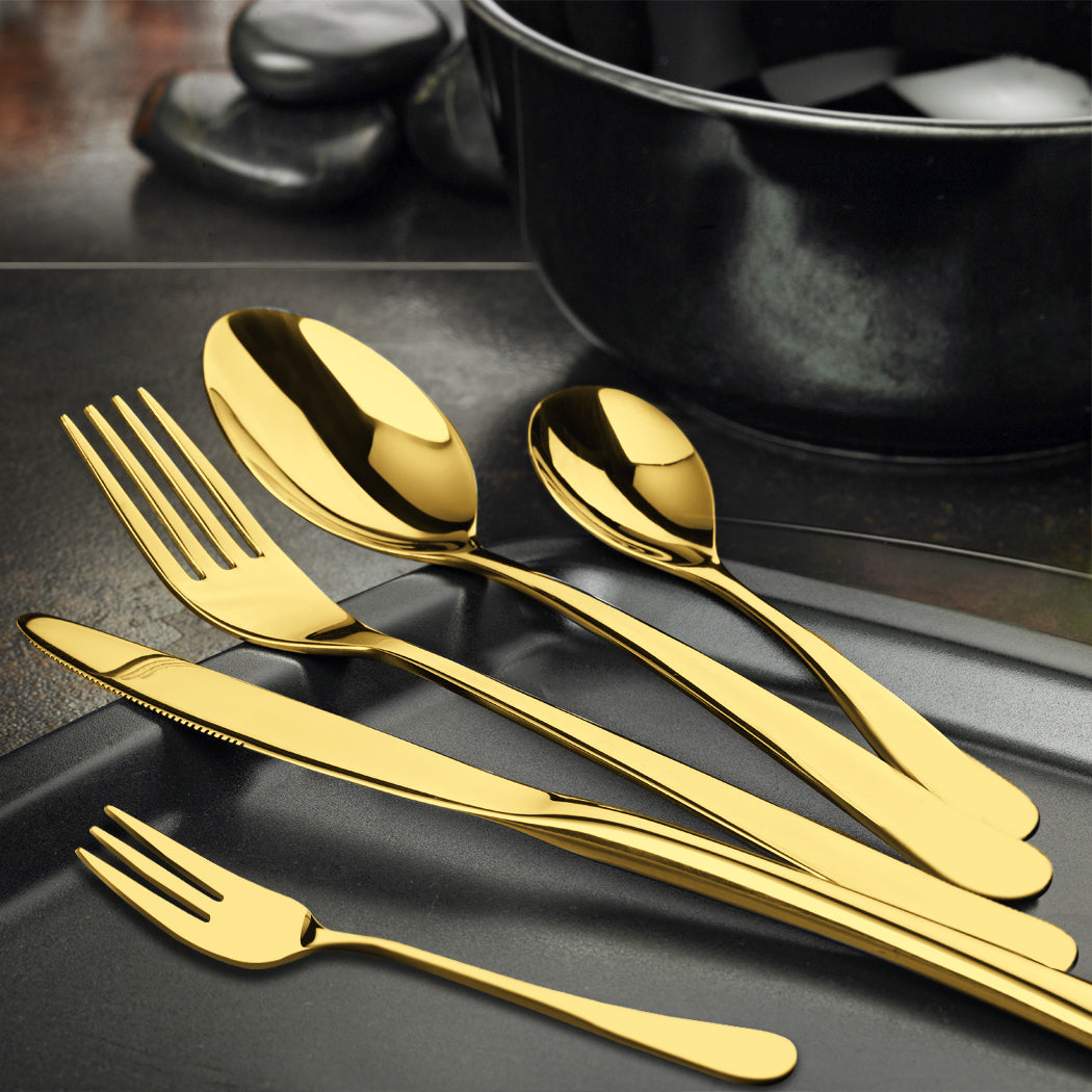 Stainless Steel Cutlery Set Travel Knife Gold-1910113167342702598