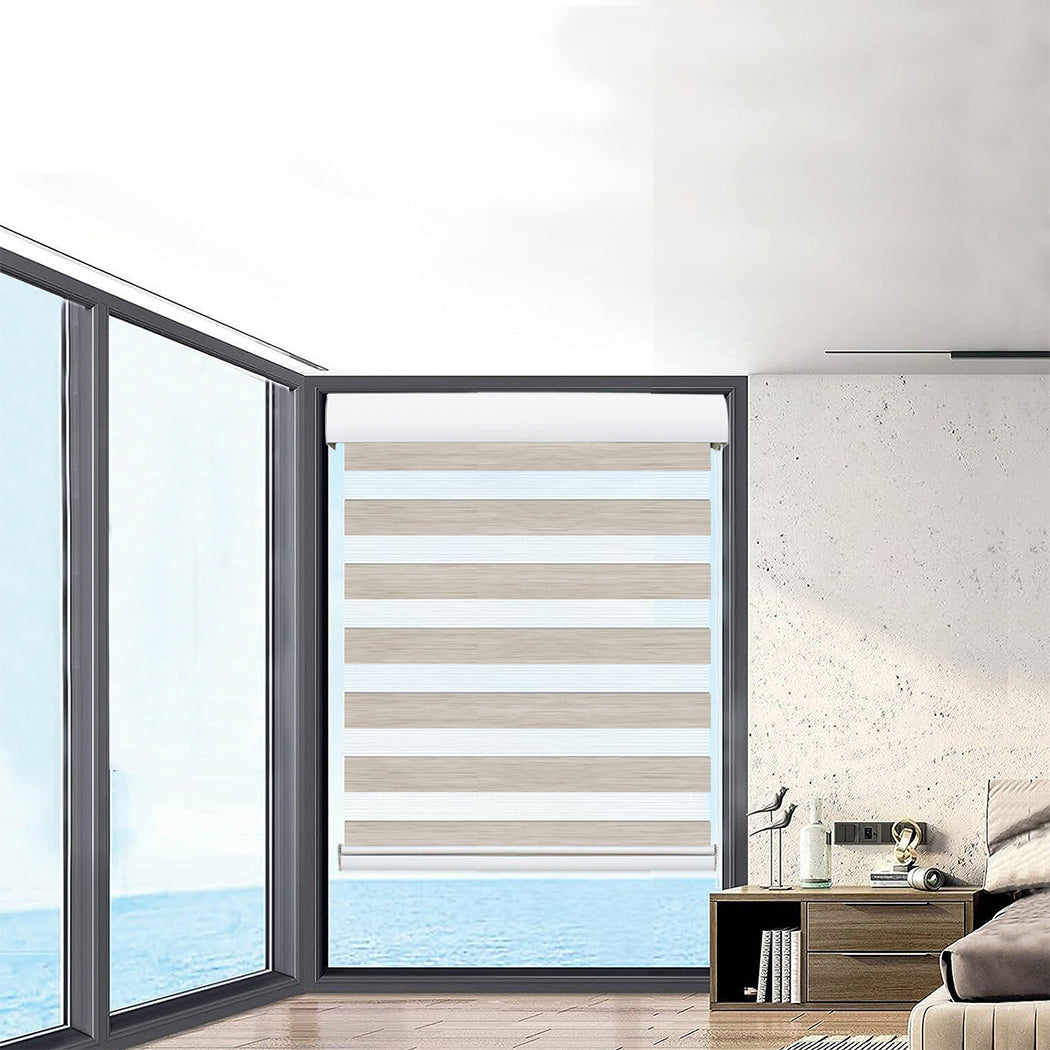 Marlow Blackout Zebra Roller Blind Curtains 90x210 Beige-1910113279204790278