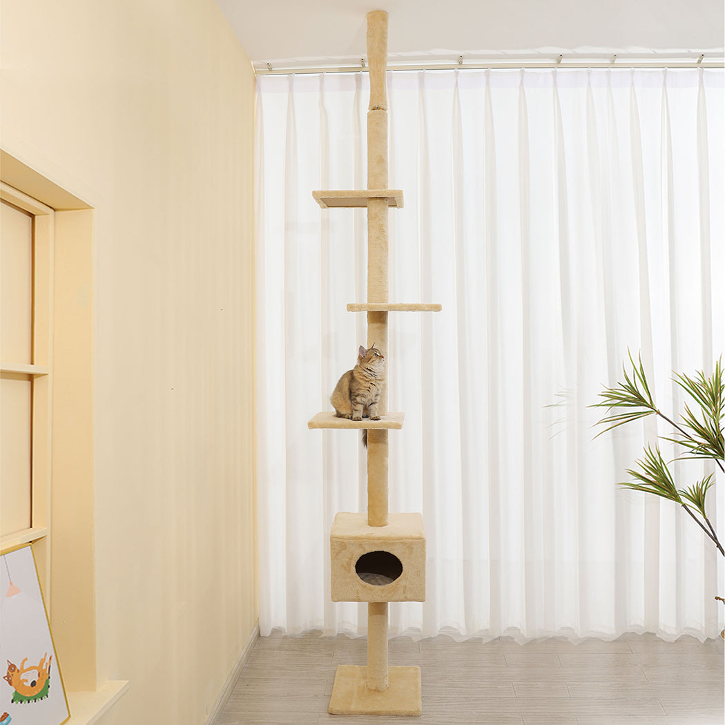 PaWz Cat Scratching Post Tree Cubby Beige-1910112461793660934