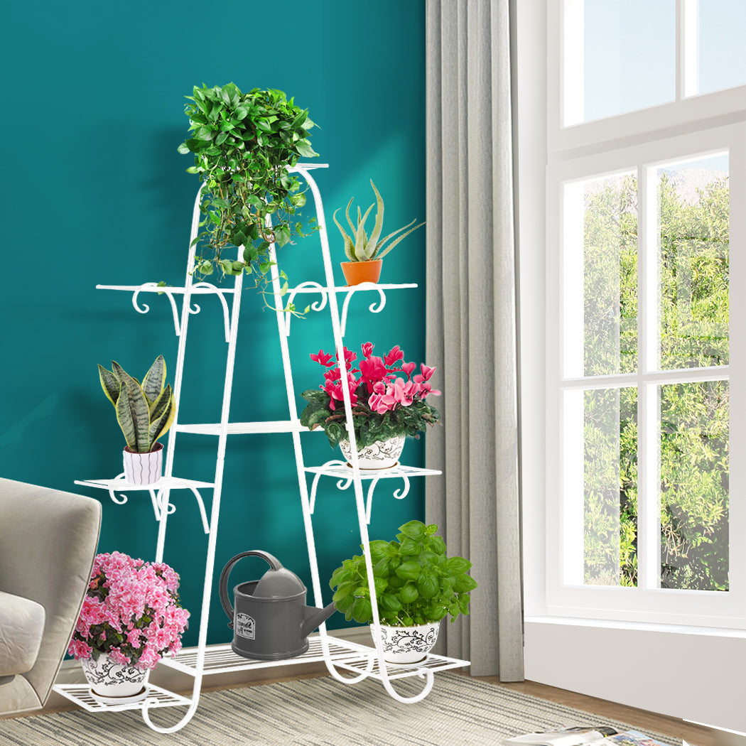 Levede Plant Stand Outdoor Indoor Metal White-1910112812496195590