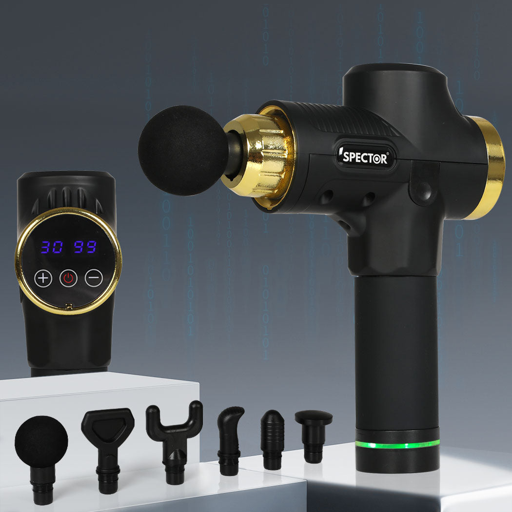 Spector Massage Gun 6 Heads Electric Black-1910112924056293382