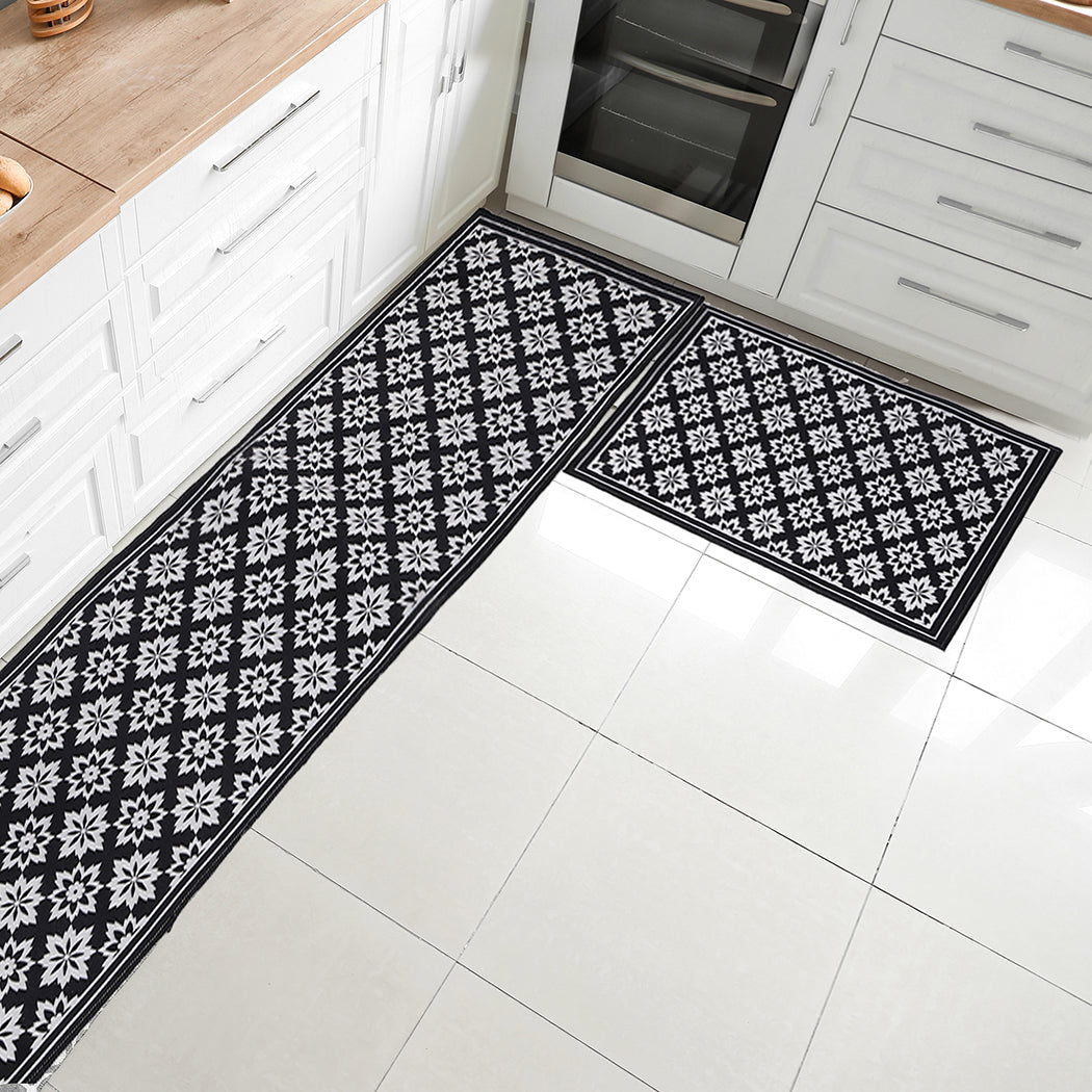 Marlow 2x Kitchen Mat Floor Rugs Area 45x120cm-1910113056717934598